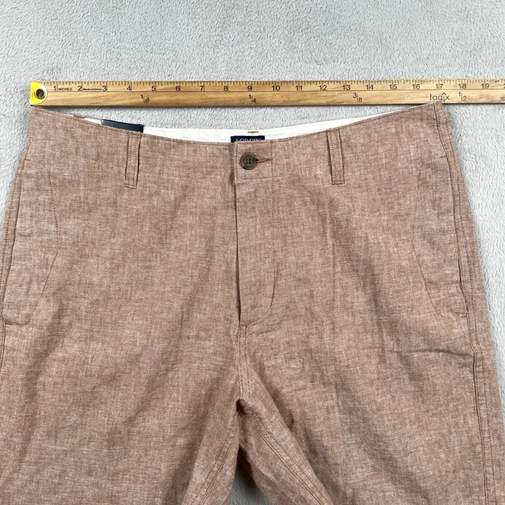 New J Crew Gramercy Shorts Mens 34 Beige Linen Blend Chino Casual 9
